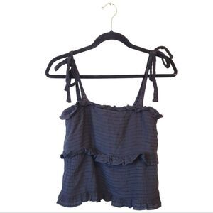 Heatherly Black Ruffle Tie Strap Tank Top Size S